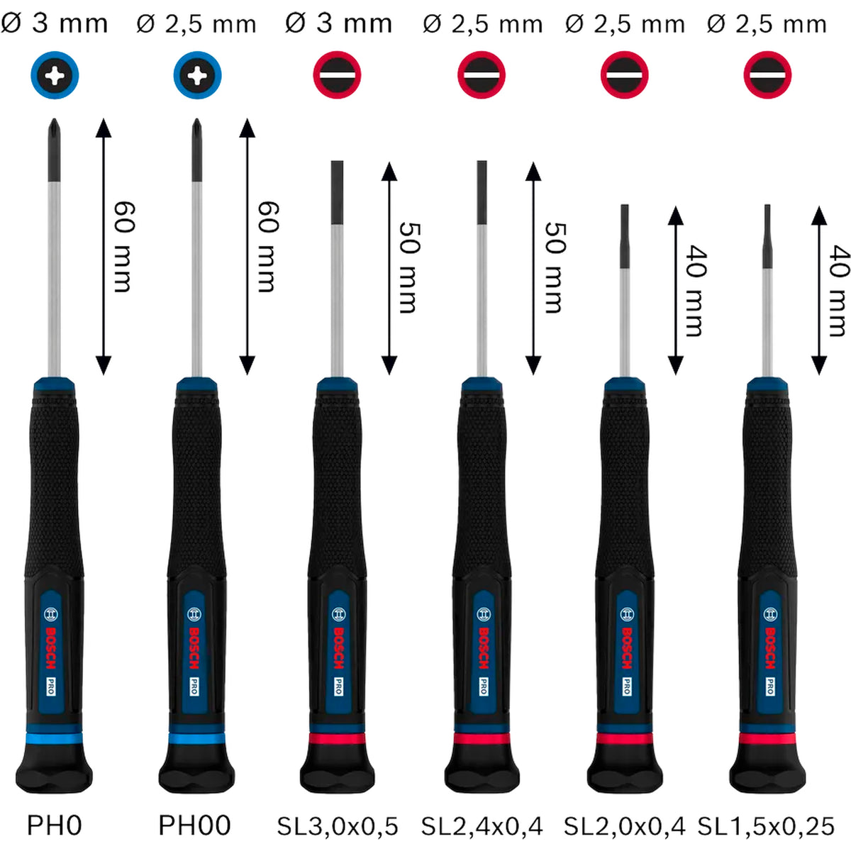 BOSCH PRO Precision Screwdriver Set PH/SL, 6 pcs 1600A039PL