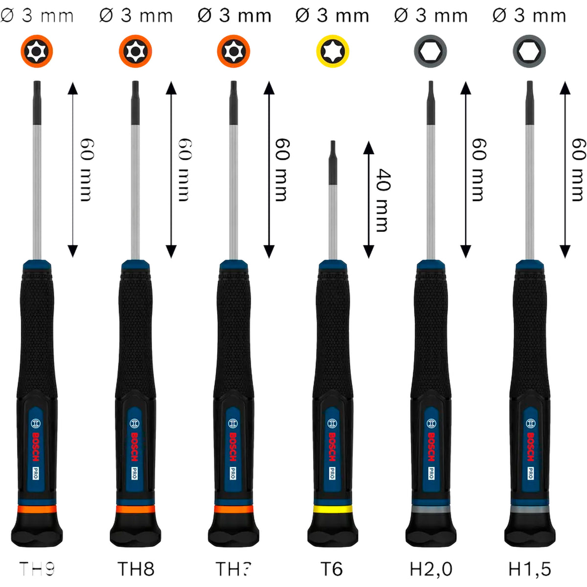 BOSCH PRO Precision Screwdriver Set TX/TH/H, 6 pcs 1600A039PM