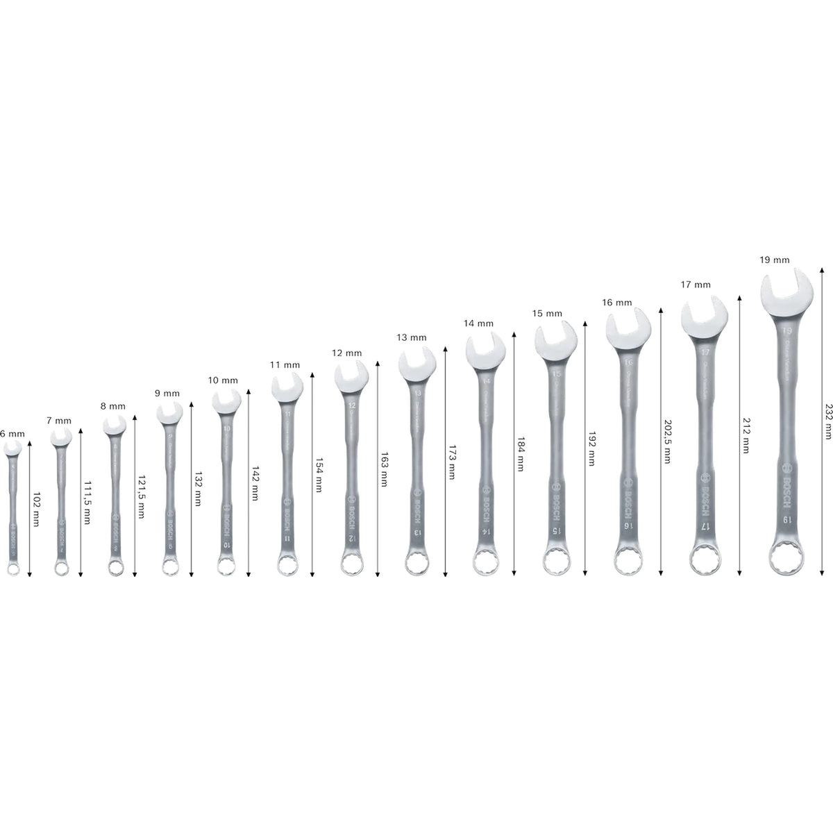 BOSCH Combination Wrench Set, 6-19 mm, 12 pcs 1600A03AH4