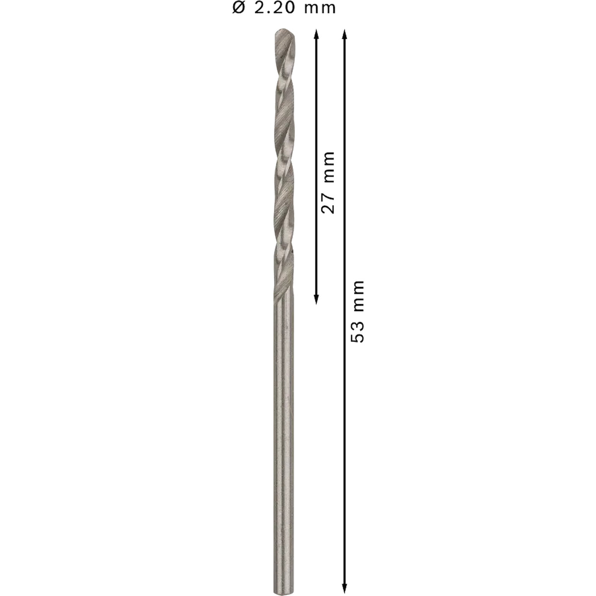 BOSCH PRO Metal HSS-G Twist Drill Bit Standard Length, 2.2 x 27 x 53 mm, 10 pcs 2608595052