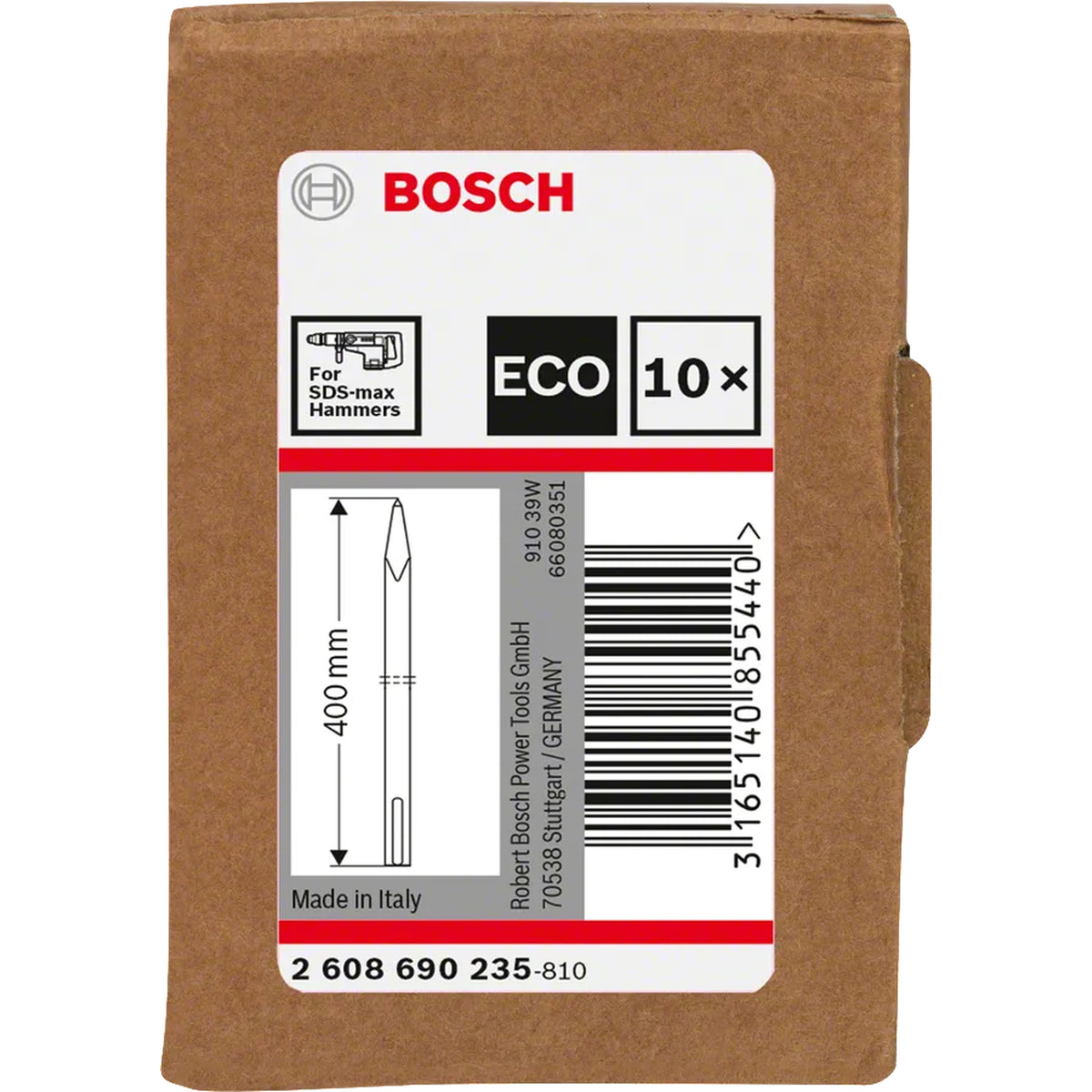 BOSCH SDS max-3C Pointed Chisel, 400 mm, 10 pcs 2608690235