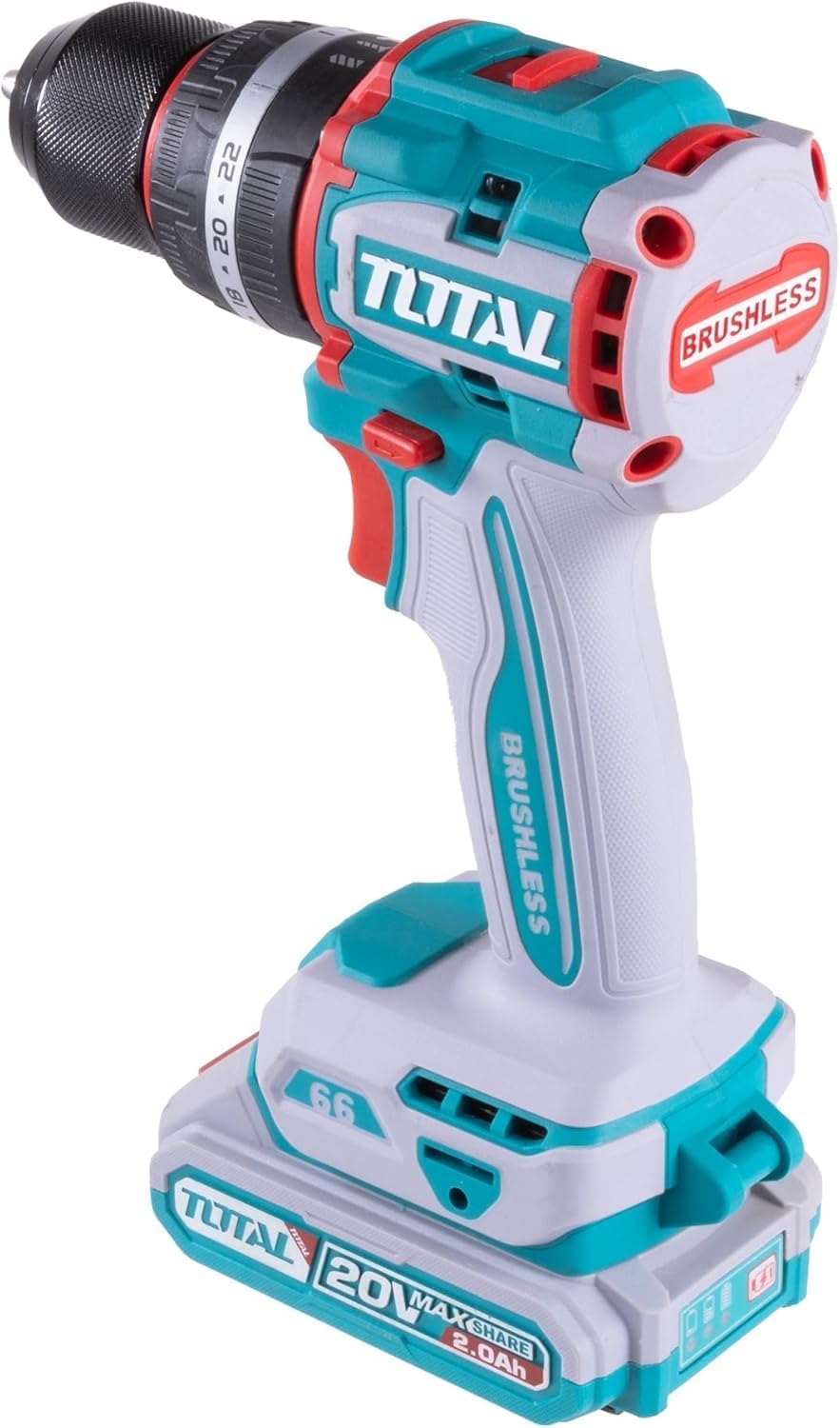 TOTAL TIDLI20668 Compact Brushless Cordless impact drill 20V 2A 66Nm 2 batteries