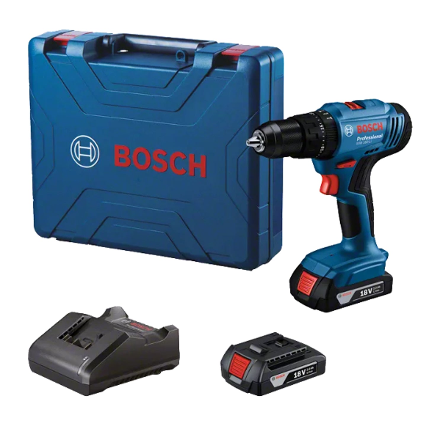 BOSCH GSB 183 LI Professional Cordless Impact drill/driver with 2 batteries 18V 2A 56 Nm 06019K91K0