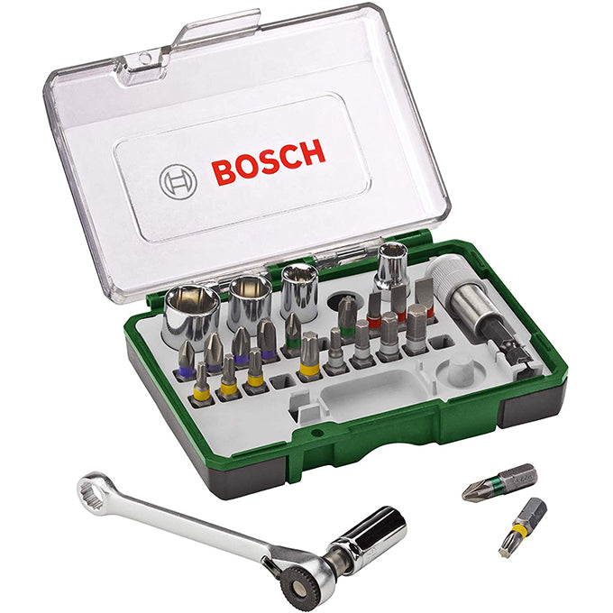 BOSCH Screwdriver Bit Set 27 pieces with Ratchet 2607017160 | مجموعة ل