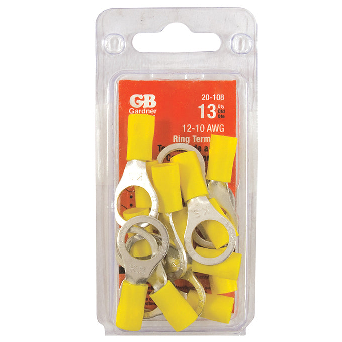 GB 20-102M 12-10 AWG (5 mm²) Vinyl-Insulated (1/4" to 3/8" Stud) Ring Terminal | ترامل معزولة حلقة