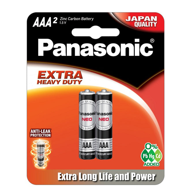 Panasonic R03NT/2B Manganese battery AAA 1.5 V | AAA بطاريات باناسونيك 1.5 فولت 2 قطعه مقاس