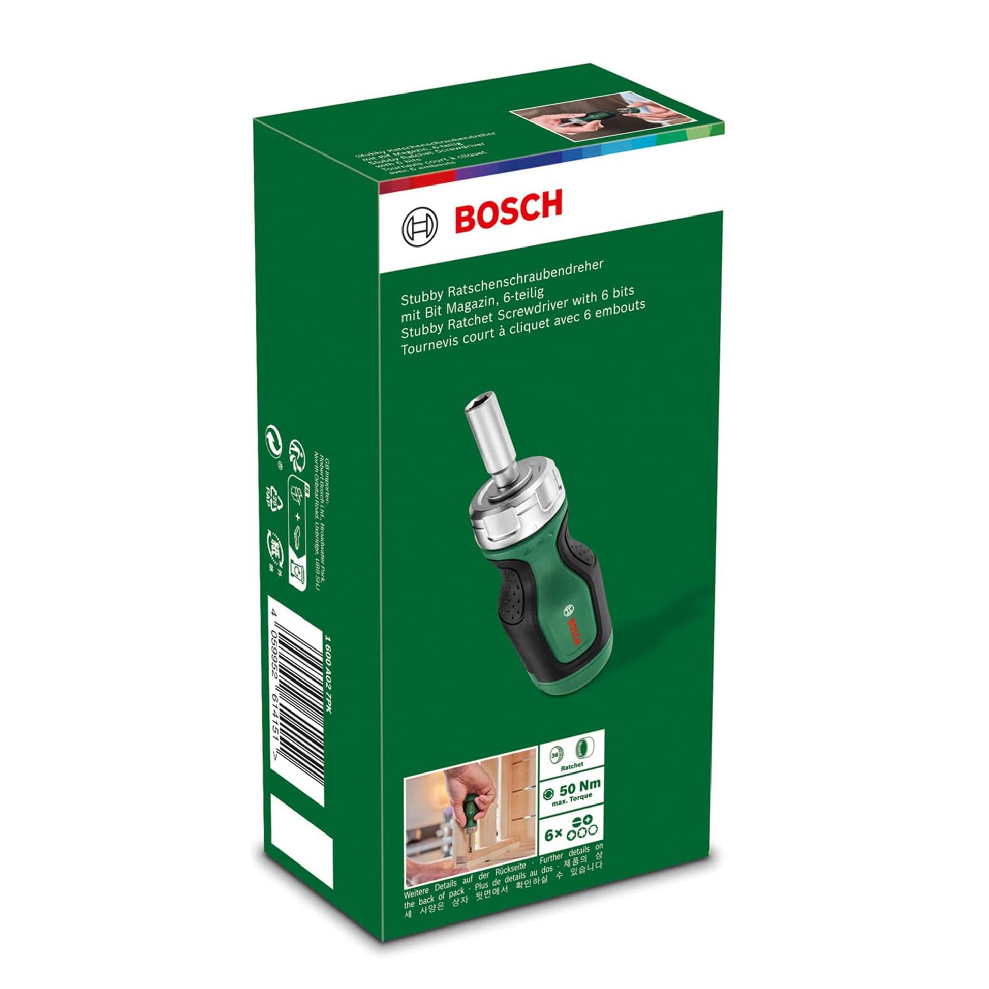 BOSCH Stubby Ratchet Screwdriver with 6 bits 1600A027PK