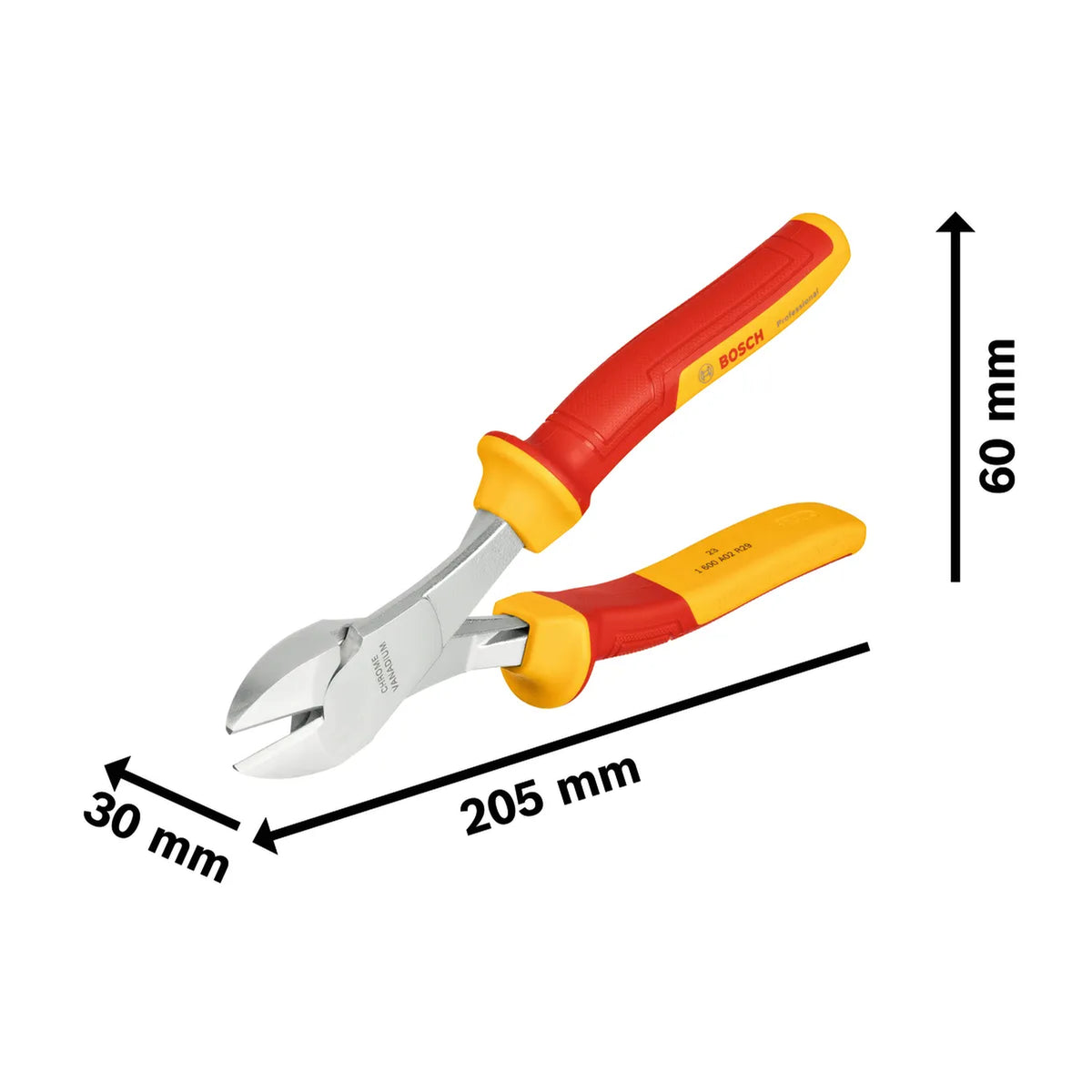 BOSCH VDE High Leverage Diagonal Side Cutters, 200 mm 1600A02NE2