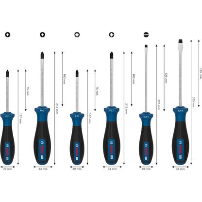 BOSCH PRO Screwdriver Set PH/PZ/SL, 6 pcs 1600A039PD
