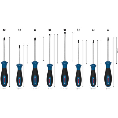 BOSCH PRO Screwdriver Set PH/PZ/SL/TX, 8 pcs 1600A039PF