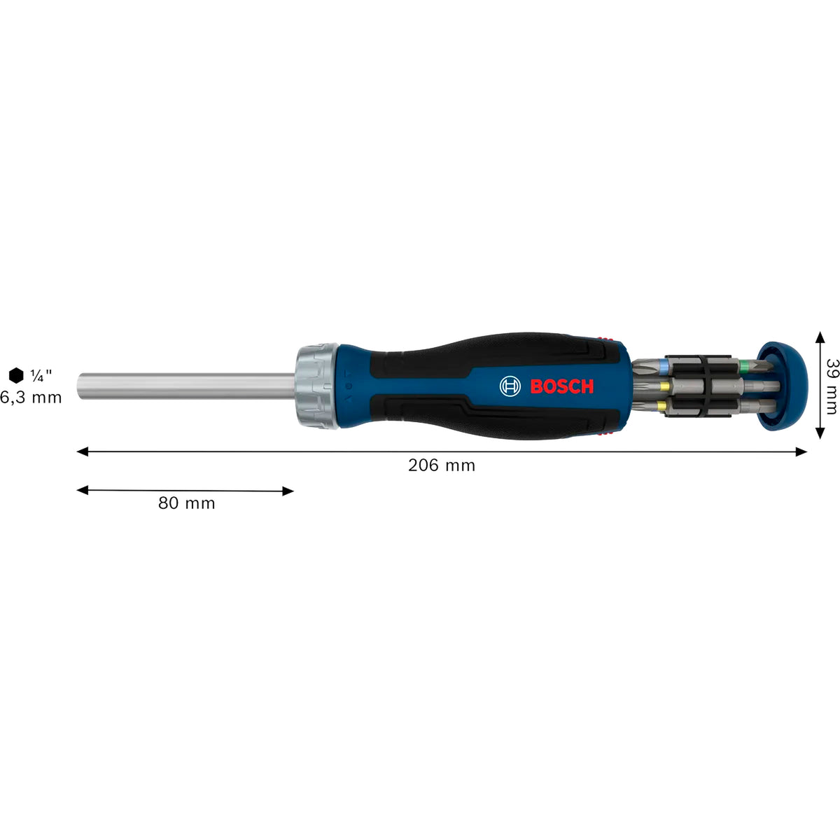 BOSCH Bit Ratchet Screwdriver with Magazine, 12 pcs Bits 1600A039PK