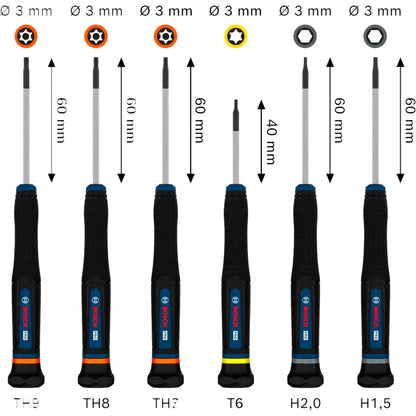 BOSCH PRO Precision Screwdriver Set TX/TH/H, 6 pcs 1600A039PM