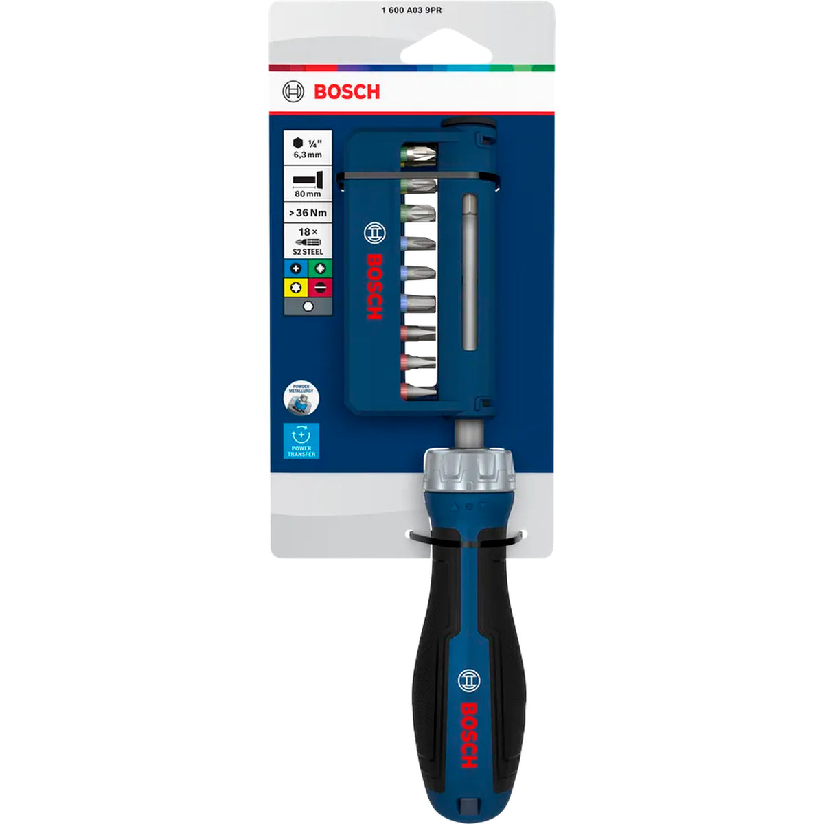 BOSCH Bit Ratchet Screwdriver Set, 18 pcs Bits 1600A039PR
