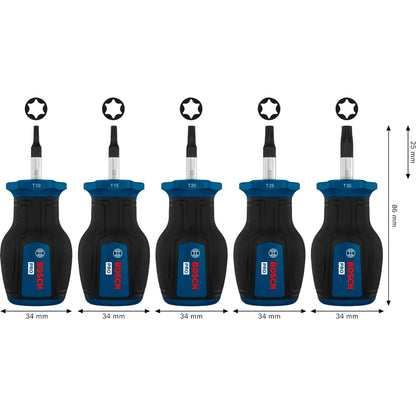BOSCH PRO Stubby Screwdriver TX Set, 5 pcs 1600A039PU