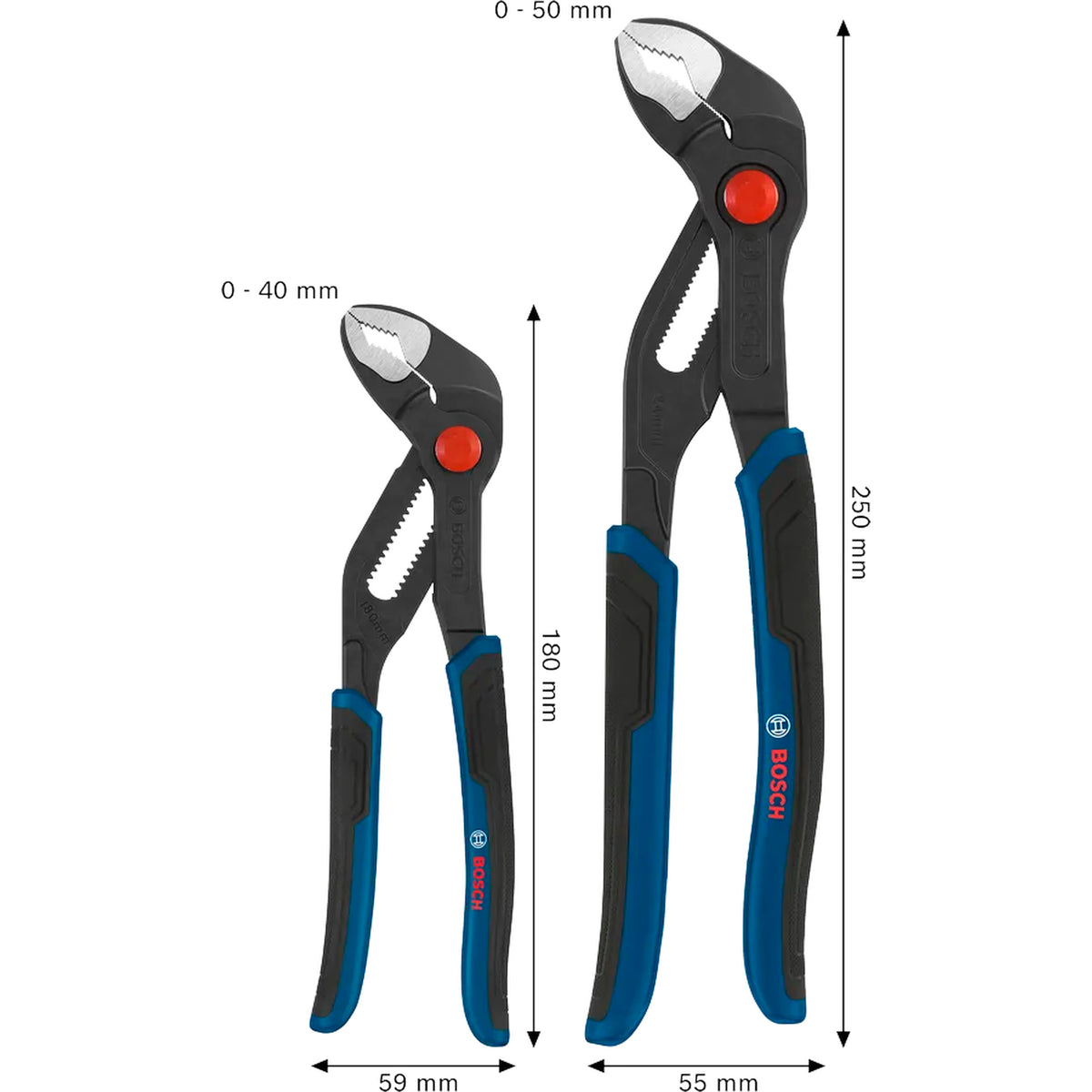 BOSCH Water Pump Pliers Set, Multi-component Handles, 2 pcs 1600A039RB