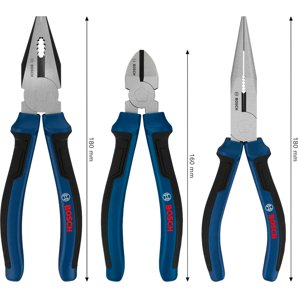BOSCH Pliers Set, Multi-component Handles, 3 pcs 1600A039RF