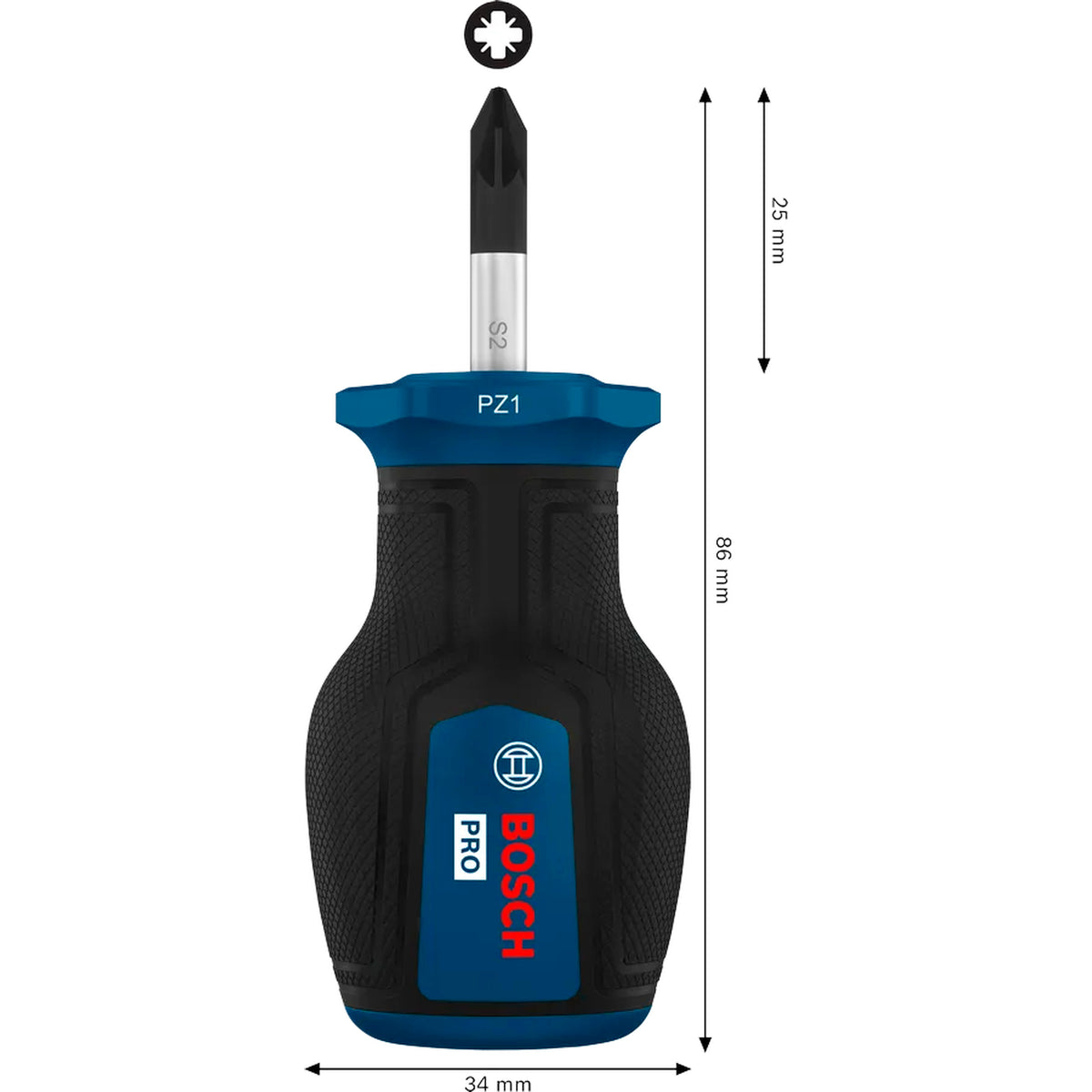 BOSCH PRO Stubby Screwdriver PZ1 x 25 mm 1600A039TJ