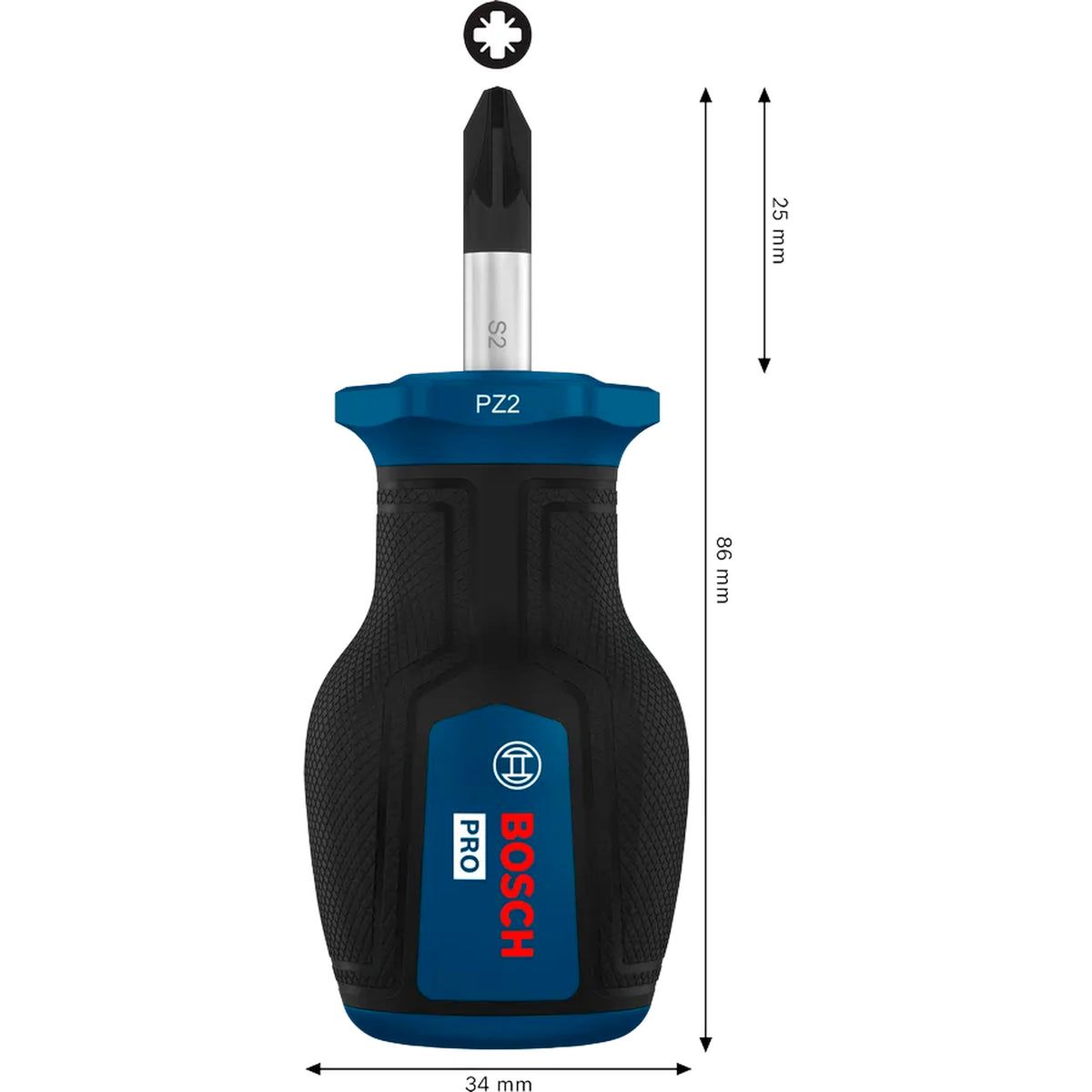 BOSCH PRO Stubby Screwdriver PZ2 x 25 mm 1600A039TK