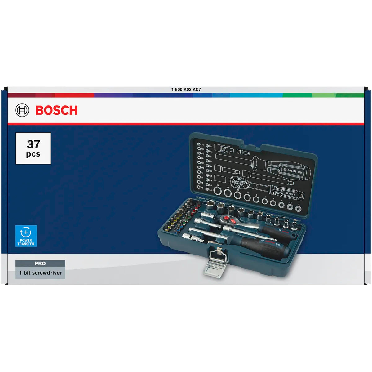 BOSCH 1/4" Ratchet Set, 37 pcs 1600A03AC7