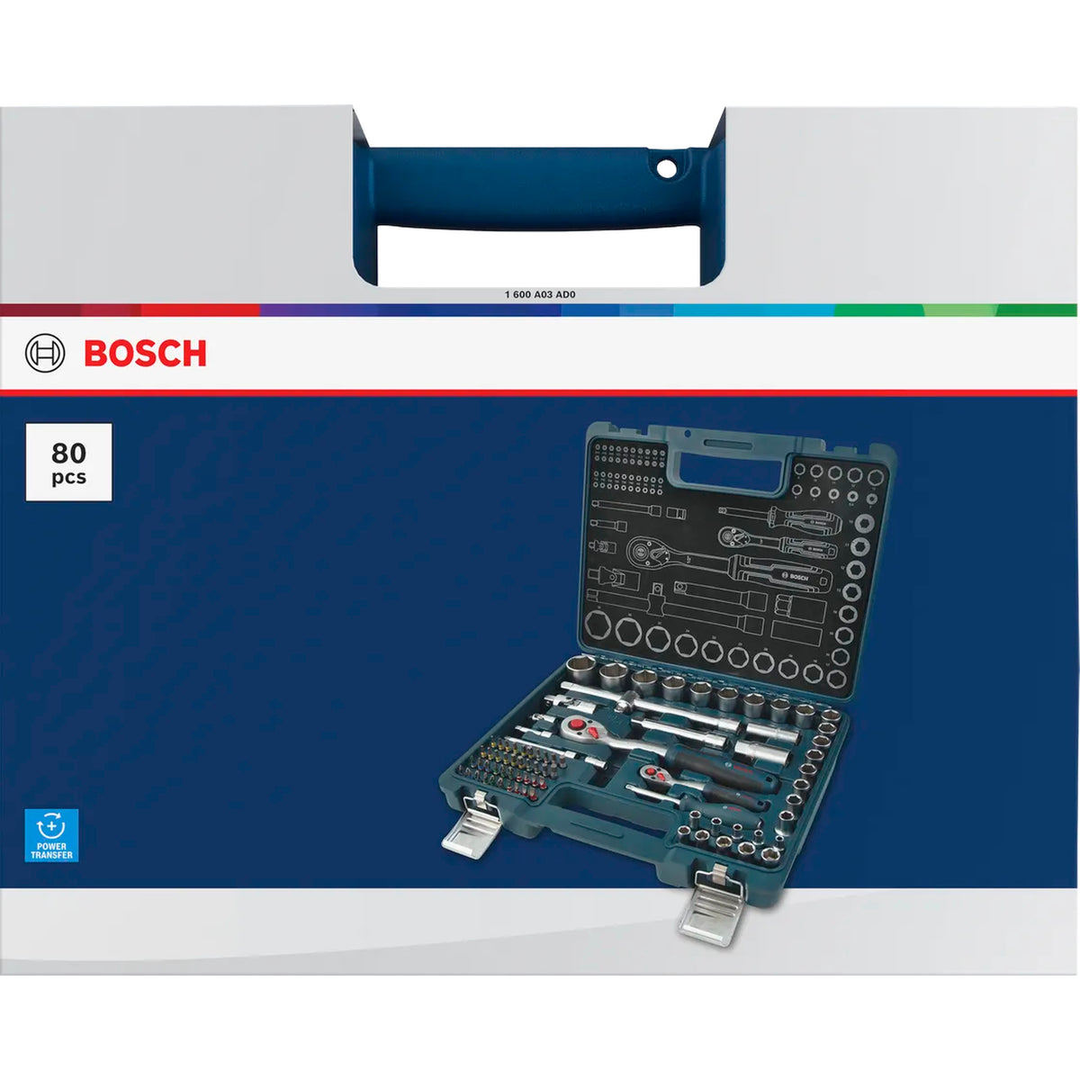 BOSCH 1/4" + 1/2" Ratchet Set, 80 pcs 1600A03AD0