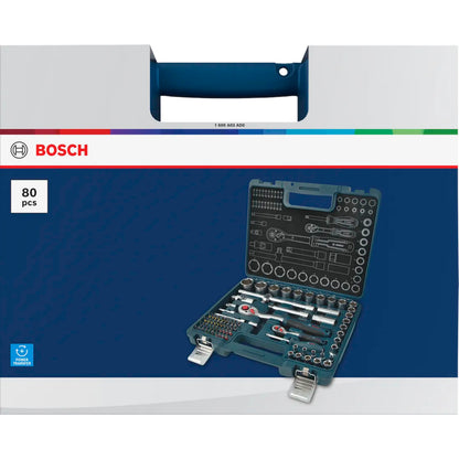 BOSCH 1/4" + 1/2" Ratchet Set, 80 pcs 1600A03AD0