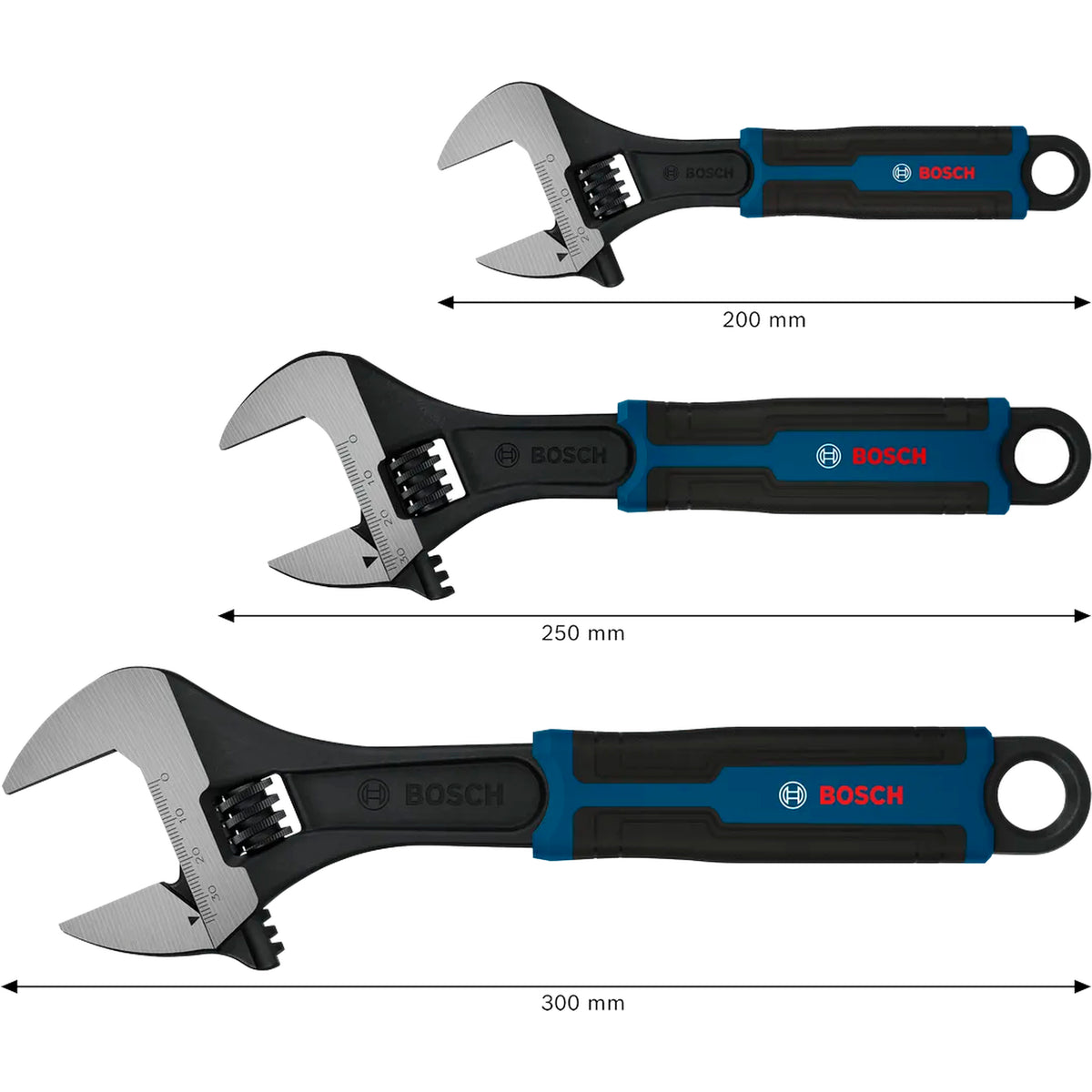 BOSCH Adjustable Wrench Set, 150/200/250 mm, 3 pcs 1600A03B2J