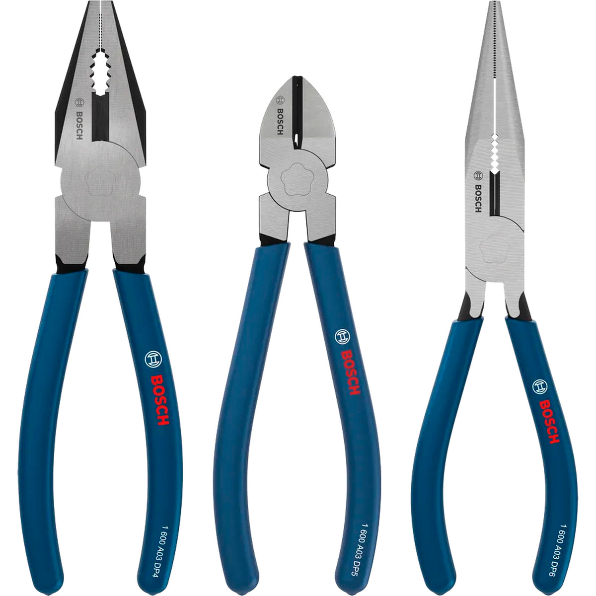 BOSCH Pliers Set, Dipped Non-slip Handles, 3 pcs 1600A03DN3