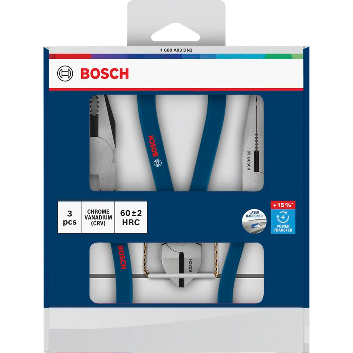 BOSCH Pliers Set, Dipped Non-slip Handles, 3 pcs 1600A03DN3