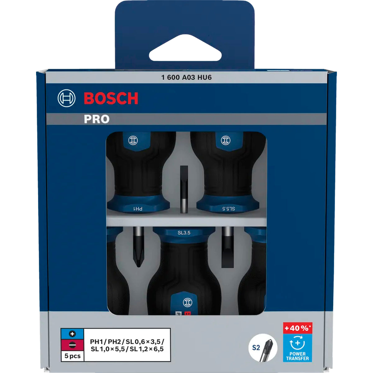 BOSCH PRO Stubby Screwdriver PH/SL Set, 5 pcs 1600A03HU6