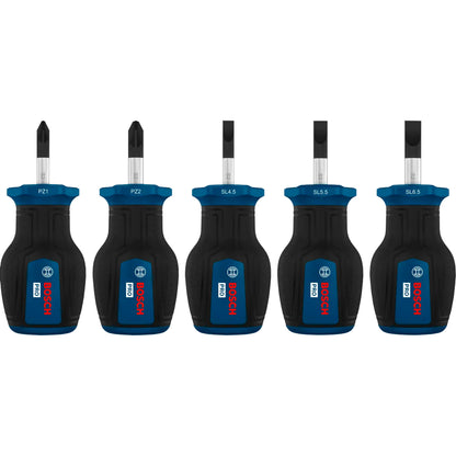 BOSCH PRO Stubby Screwdriver PZ/SL Set, 5 pcs 1600A03HU7
