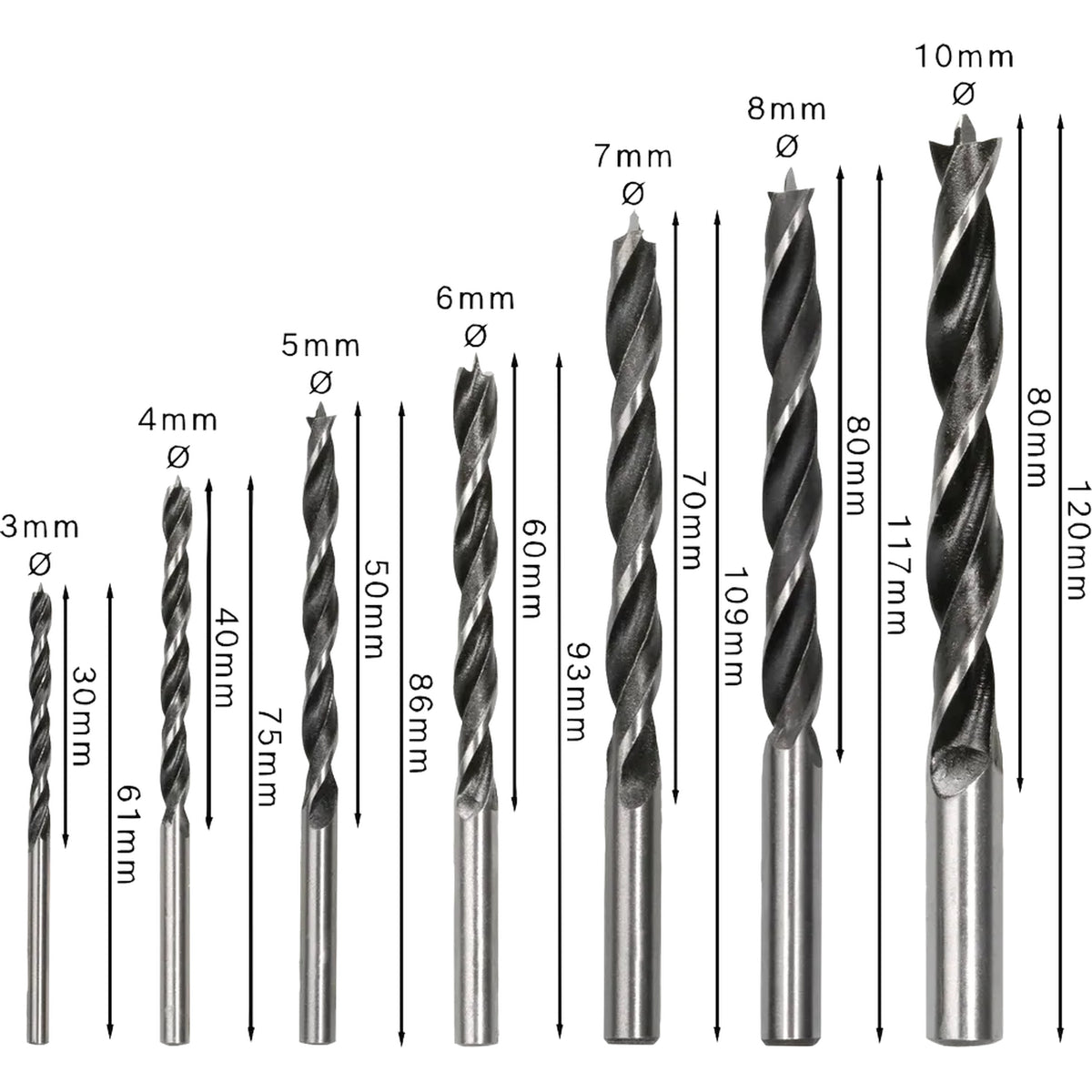 BOSCH PRO Wood Brad Point Drill Bit Set, 7 pcs 2607017034
