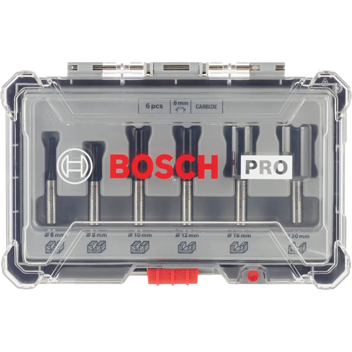 BOSCH PRO Router Bit Straight Set, Shank 8 mm, 6 pcs 2607017466
