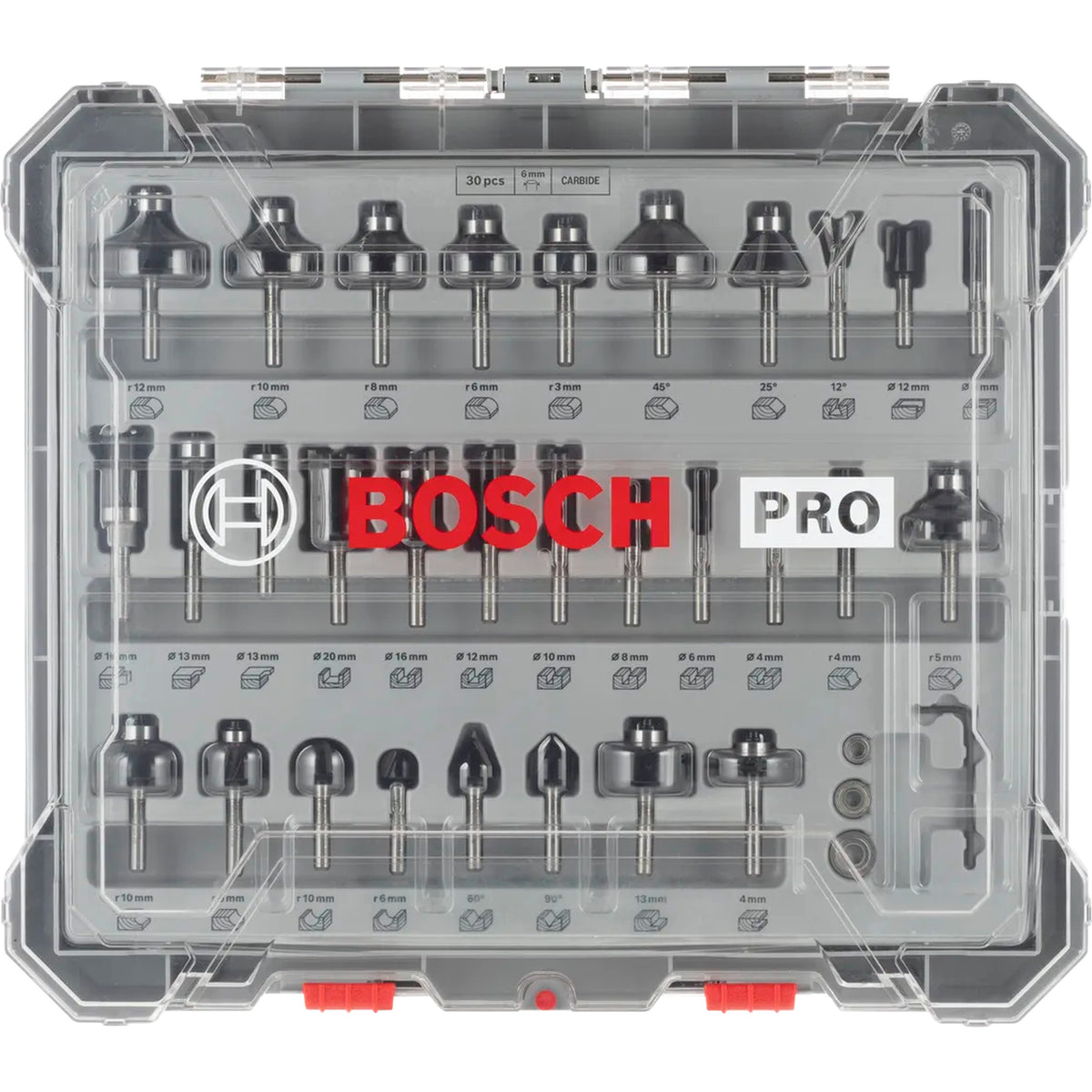 BOSCH PRO Router Bit Mixed Set, Shank 6 mm, 30 pcs 2607017474