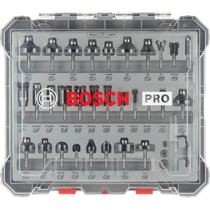 BOSCH PRO Router Bit Mixed Set, Shank 6 mm, 30 pcs 2607017474