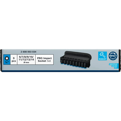 BOSCH PRO Impact Socket Set, 1/4", Standard, 9 pcs 2608003034