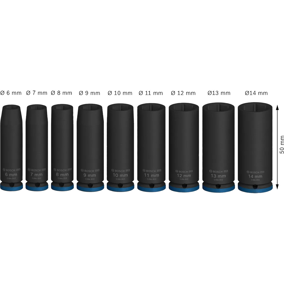 BOSCH PRO Impact Socket Set, 1/4", Deep, 9 pcs 2608003035