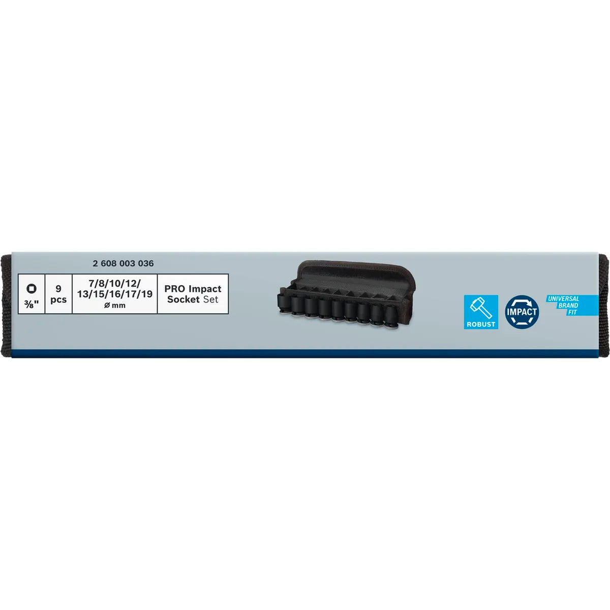 BOSCH PRO Impact Socket Set, 3/8", Standard, 9 pcs 2608003036