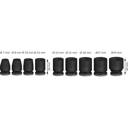 BOSCH PRO Impact Socket Set, 3/8", Standard, 9 pcs 2608003036