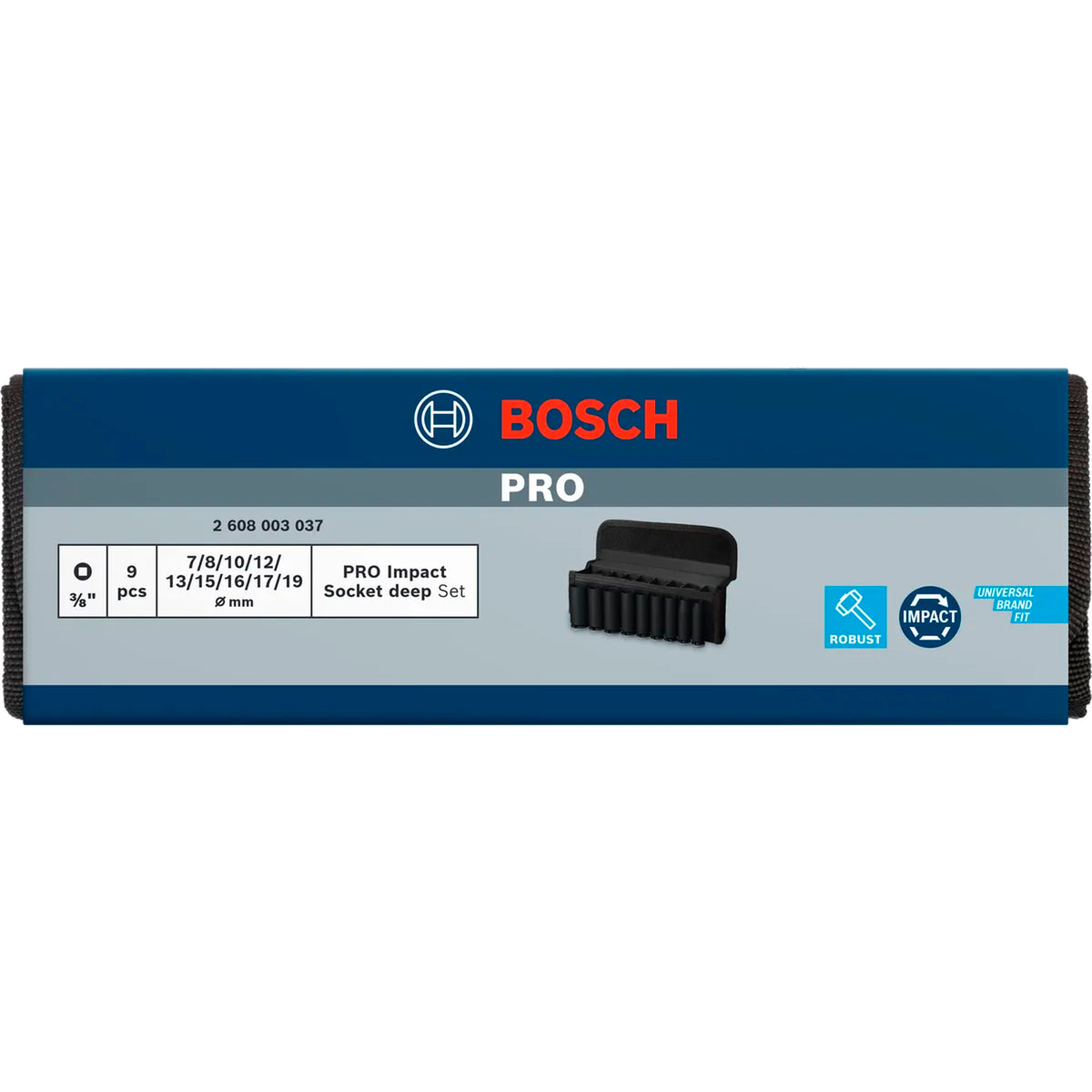 BOSCH PRO Impact Socket Set, 3/8", Deep, 9 pcs 2608003037