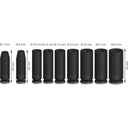 BOSCH PRO Impact Socket Set, 3/8", Deep, 9 pcs 2608003037
