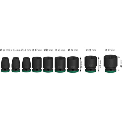 BOSCH PRO Impact Socket Set, 1/2", Standard, 9 pcs 2608003038
