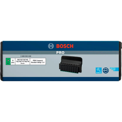 BOSCH PRO Impact Socket Set, 1/2", Deep, 9 pcs 2608003039