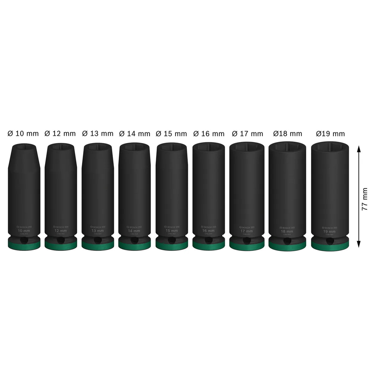 BOSCH PRO Impact Socket Set, 1/2", Deep, 9 pcs 2608003039