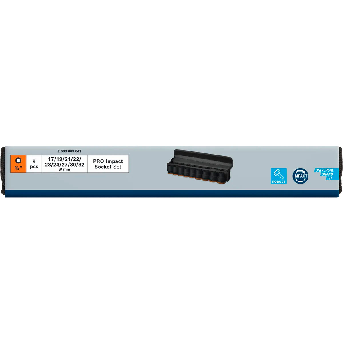 BOSCH PRO Impact Socket Set, 3/4", Standard, 9 pcs 2608003041
