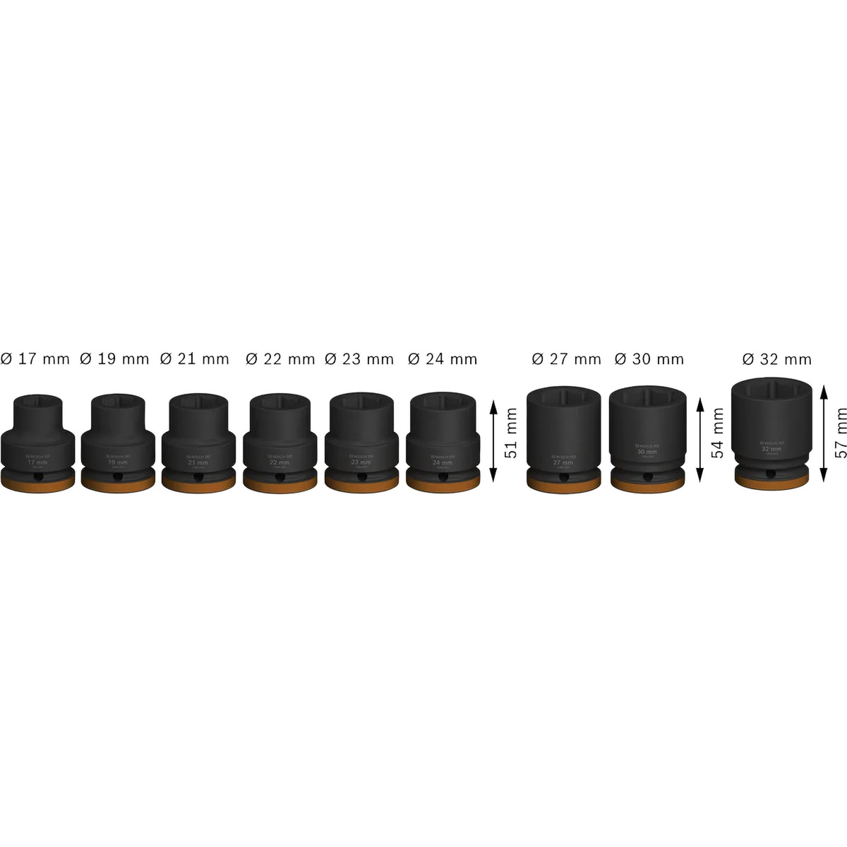 BOSCH PRO Impact Socket Set, 3/4", Standard, 9 pcs 2608003041