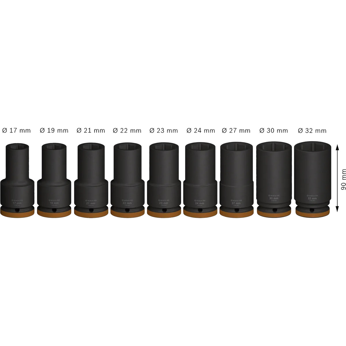 BOSCH PRO Impact Socket Set, 3/4", Deep, 9 pcs 2608003042
