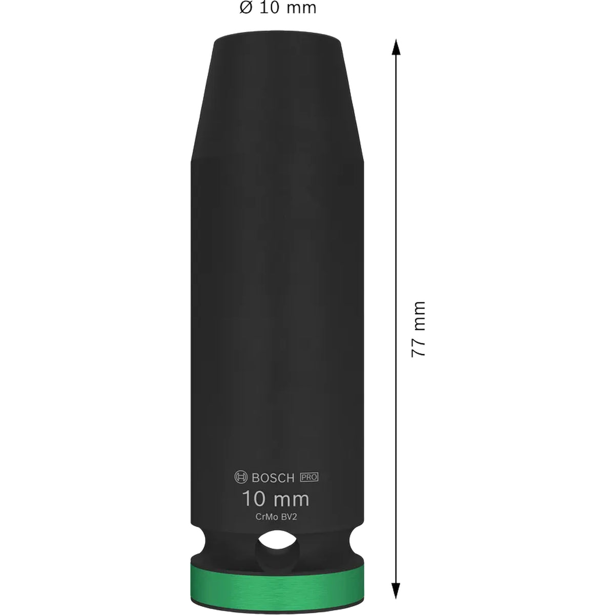 BOSCH PRO Impact Socket, 1/2", 10 mm, Deep 2608003044