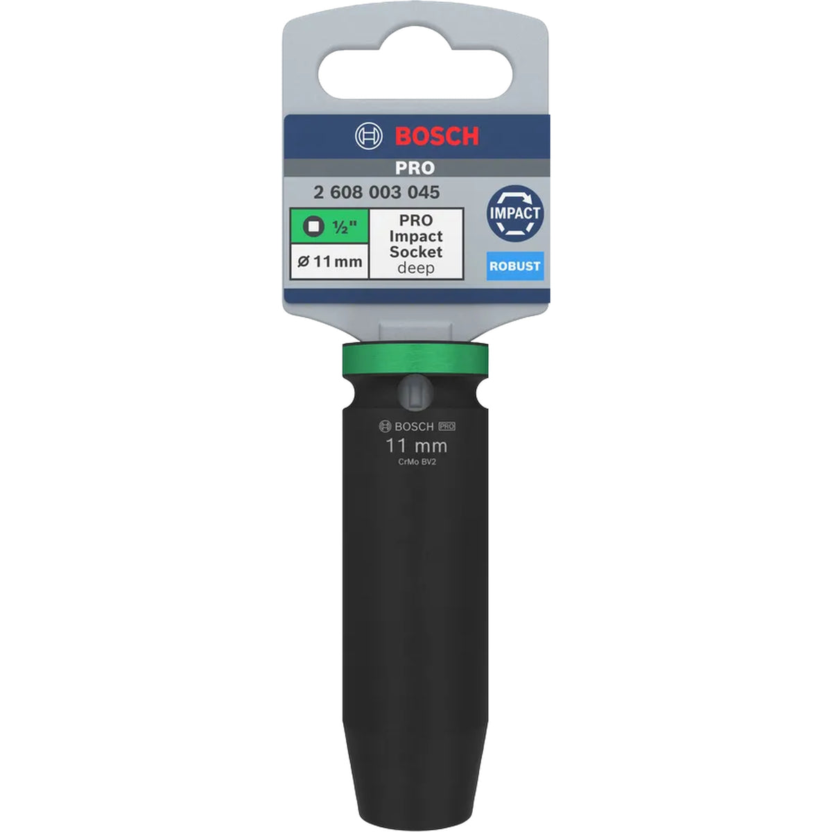 BOSCH PRO Impact Socket, 1/2", 11 mm, Deep 2608003045