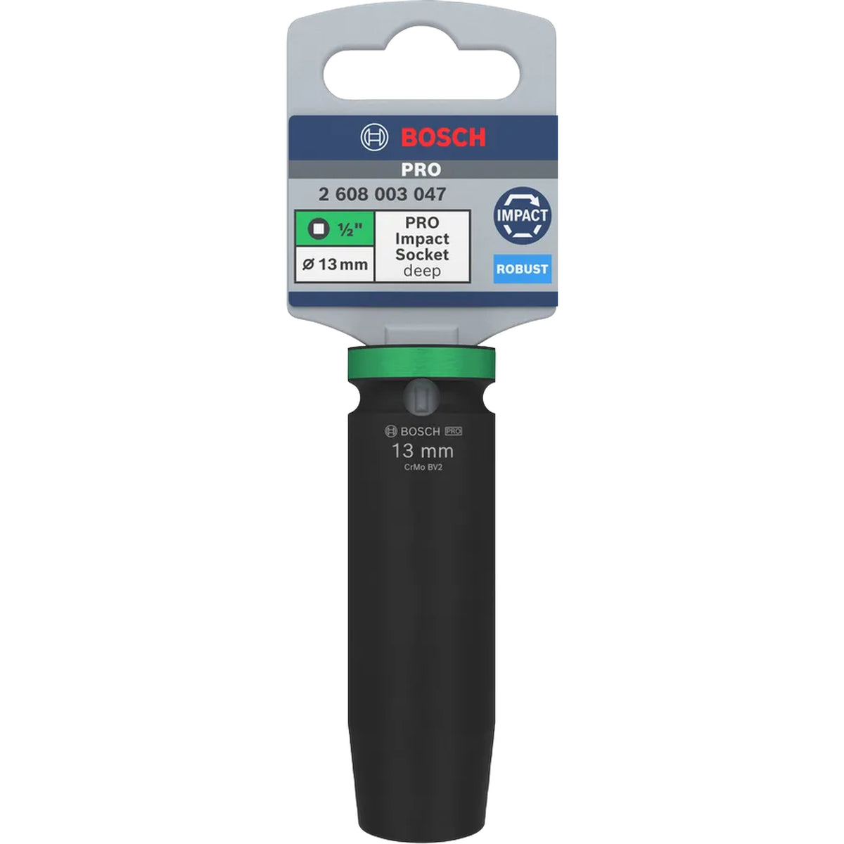 BOSCH PRO Impact Socket, 1/2", 13 mm, Deep 2608003047