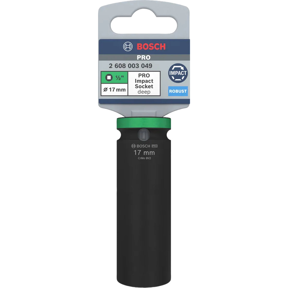 BOSCH PRO Impact Socket, 1/2", 17 mm, Deep 2608003049